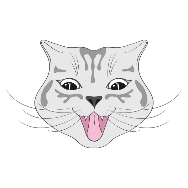 Χαριτωμένη Γάτα Καρτούν Χαρούμενη Γάτα Συναίσθημα Γάτα Χαμόγελο Χαρακτήρες Πρόσωπο — Διανυσματικό Αρχείο