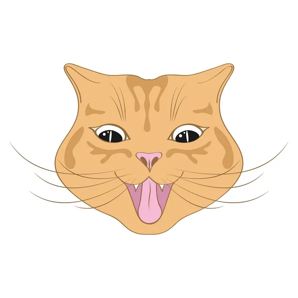 Cute Happy Cat Cartoon Cheerful Red Headed Cat Emotion Red — Stock Vector