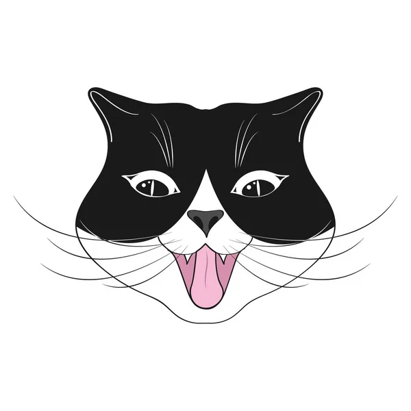 Lindo Gato Feliz Dibujos Animados Gato Alegre Emoción Sonrisa Gato — Vector de stock