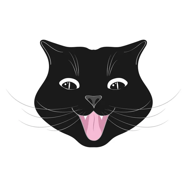 Cute Happy Cat Cartoon Cheerful Cat Emotion Cat Smile Characters — Vetor de Stock