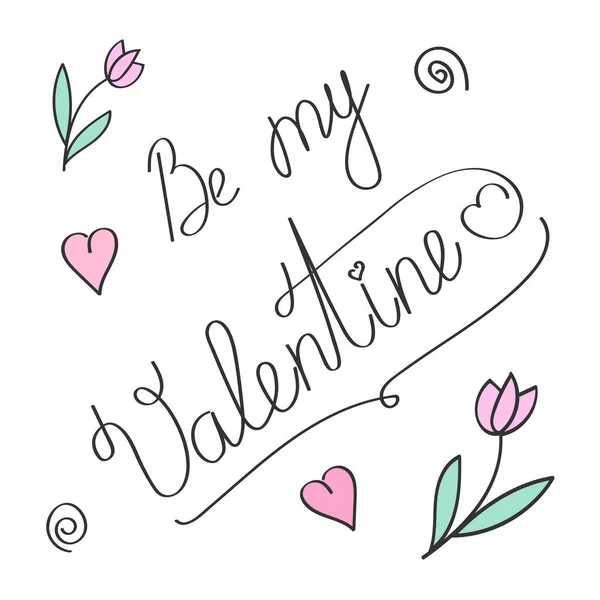 Valentine Hand Draw Lettering Valentine Calligraphy Greeting Card Valentine Day — ストックベクタ