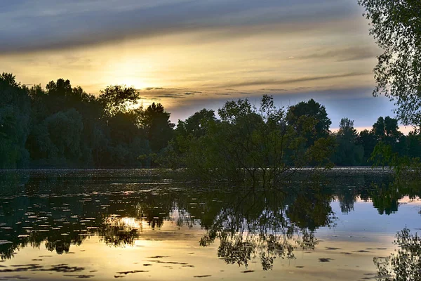 Flood River Landscape Sunset River — Stok fotoğraf