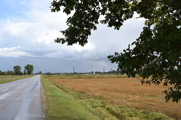 Autumn Landscape Wind Turbines Field — Stock Photo, Image