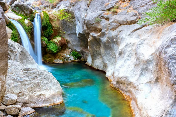 Sapadere Canyon Twee Prachtige Watervallen Die Van Klif Vallen Alanya — Stockfoto