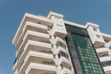 Modern apartment buildings in a residential area of Alanya, Turkey.