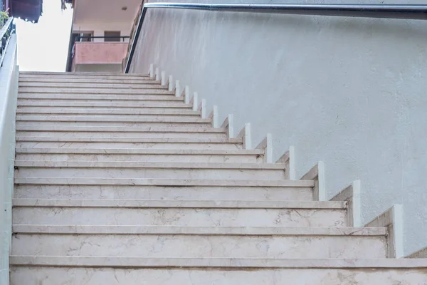 Empty Stone Staircase White Wall Abstract Photo Architecture — Stock fotografie