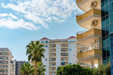 Modern apartment complex. Residential real estate in Turkey. Residential building against the sky.