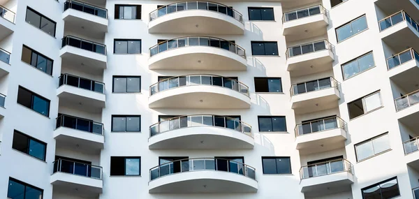 Residential Building Front View Facade Apartment Building Abstract Architecture — Photo