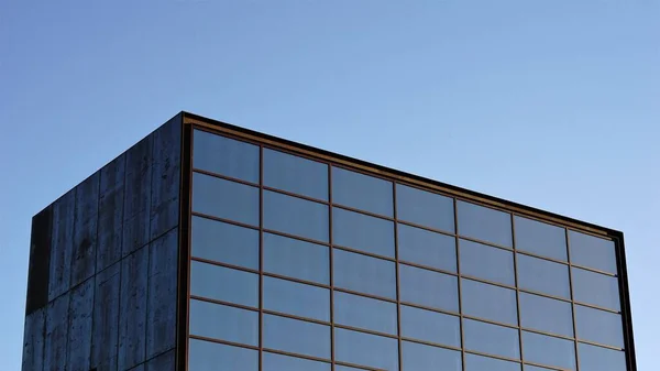 Fachada Vidro Edifício Contemporâneo Contra Céu — Fotografia de Stock