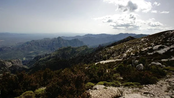 Mountainous Valley Blue Sky — Photo