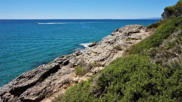 waterfront rock path on the sea side