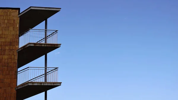 Building Balconies Blue Sky — стоковое фото
