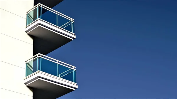 Balconies Glass Railing Sky — 스톡 사진