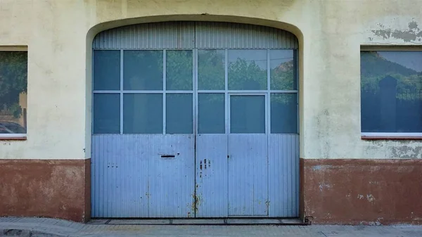 vintage industrial door on facade