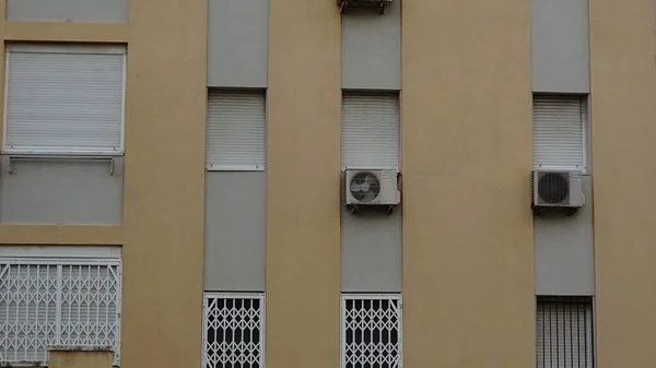 building facade with air conditioning machines