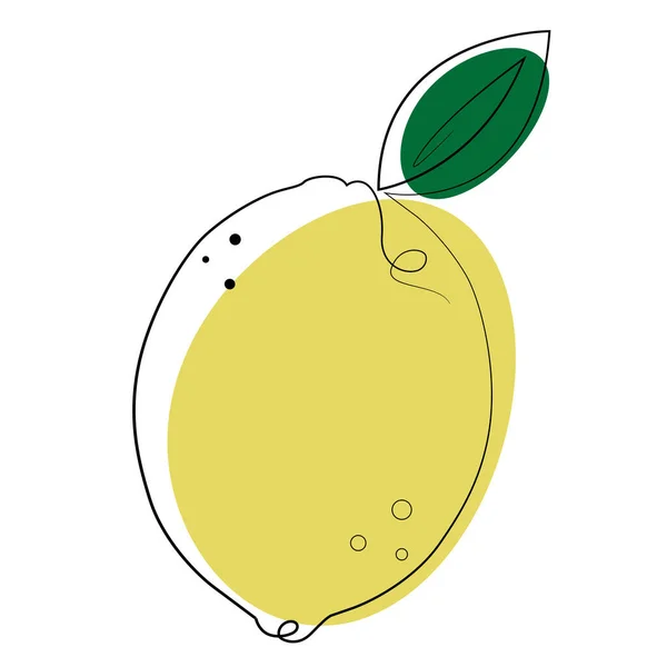Zitrone eine Linienzeichnung mit farbigen Formen — Stockvektor