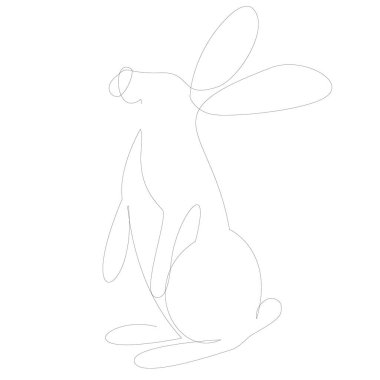 Bir sıra tavşan. Koşan tavşan çizilmiş. Vektör