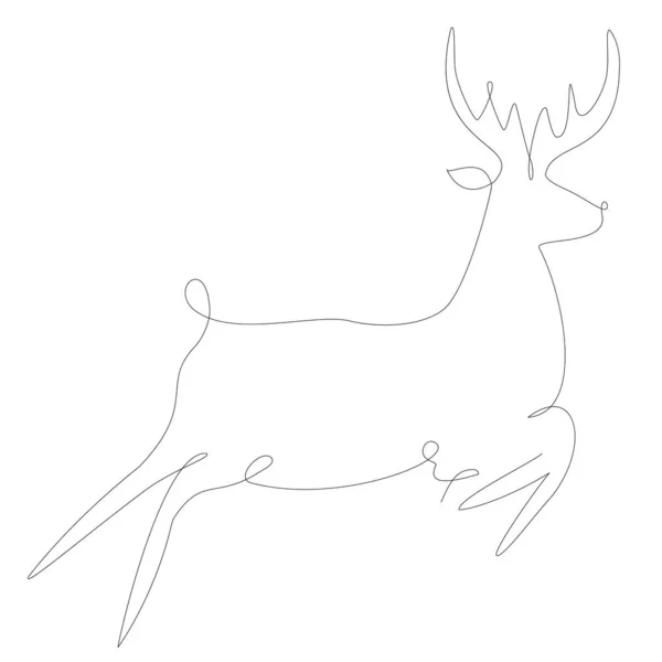 鹿の一本の線のデザイン。手描きミニマリズム. — ストックベクタ