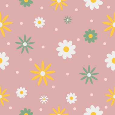 Küçük çiçekler ve noktalar. Sevimli çiçeksiz desen..