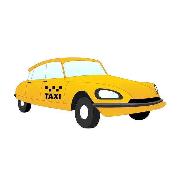 Coche Amarillo Taxi Sobre Fondo Blanco Ilustración Vectorial — Vector de stock