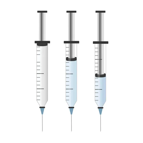 Vector Medical Spritzen Icon Set Spritzen Werden Mit Einer Impfstofflösung — Stockvektor