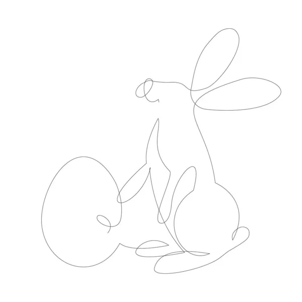 Пасхальний кролик одна лінія ікони малювання. Пасхальний кролик мінімалістичний контур Векторні ілюстрації . — стоковий вектор