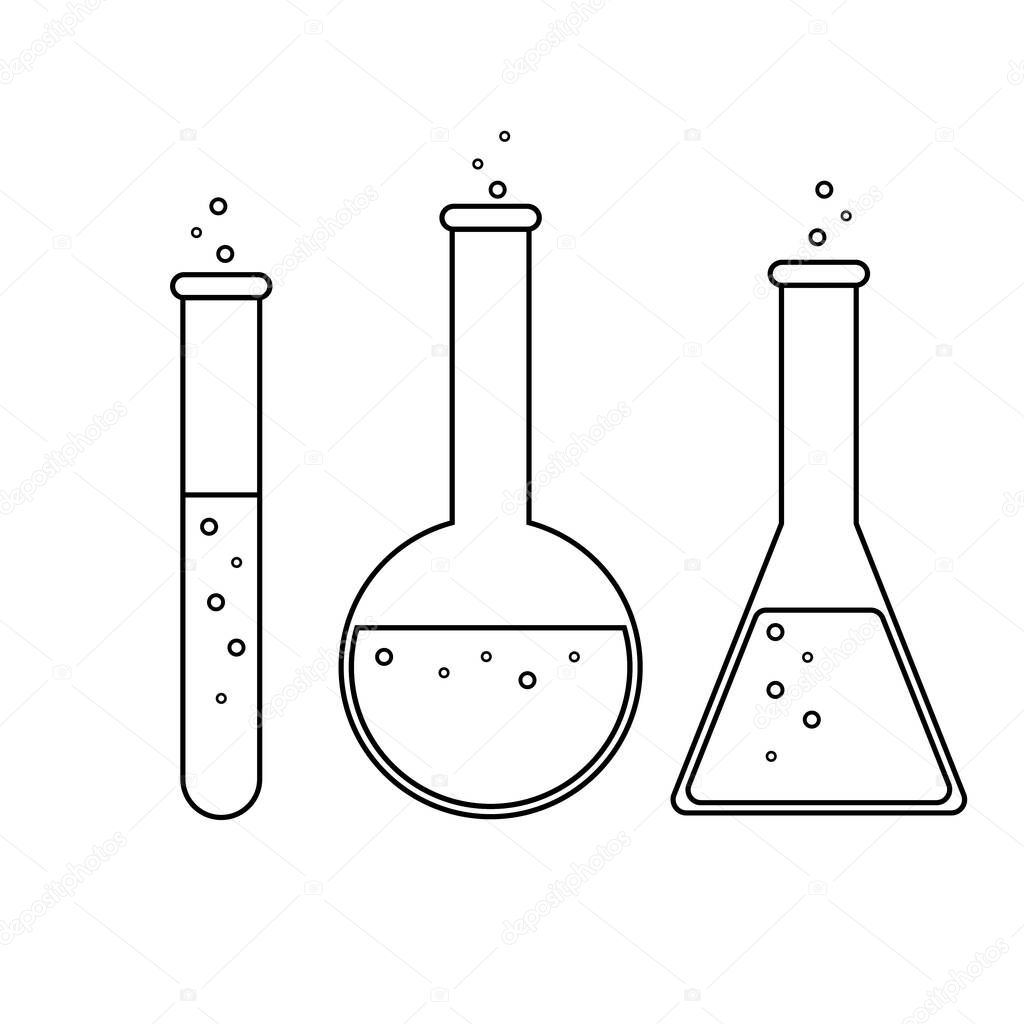 Set chemical test tubes icons illustration vector