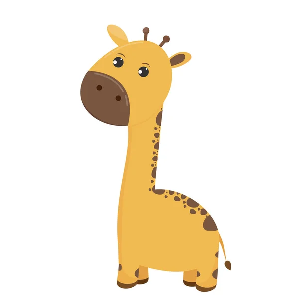 Girafa de desenho animado bonito isolado em fundo branco. Ilusão de vetor — Vetor de Stock