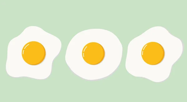 Huevos Fritos Desayuno Tranquilo Ilustración Vectorial Aislada Sobre Fondo Verde — Vector de stock