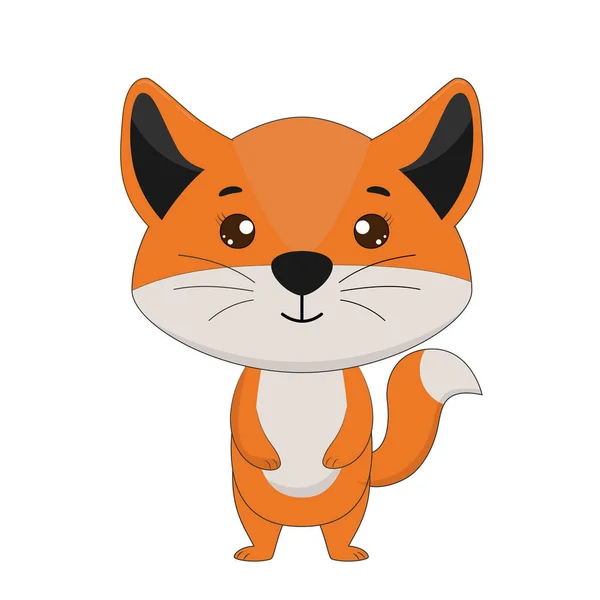 Cute cartoon fox cub. Little fox on white background. Vector illustration. — Vetor de Stock