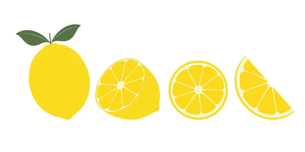 Sada Čerstvých Citrónů Citronové Ovoce Izolované Bílém Pozadí Vektorová Ilustrace — Stockový vektor