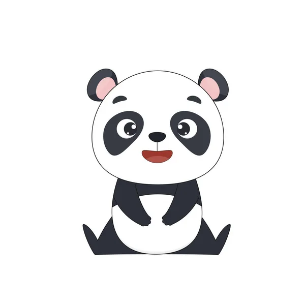 Desenhos Animados Bonitos Sorrindo Panda Pequeno Panda Isolado Fundo Branco —  Vetores de Stock