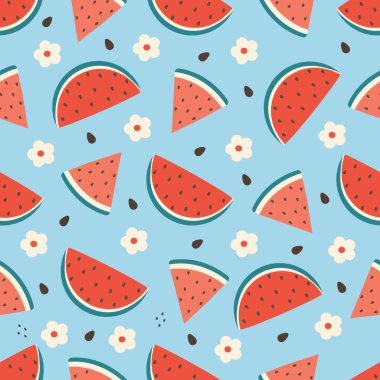 Dikensiz karpuz dilimleri. Yaz meyveleri. Tasarım veya yazdırma için vektör illüstrasyonu