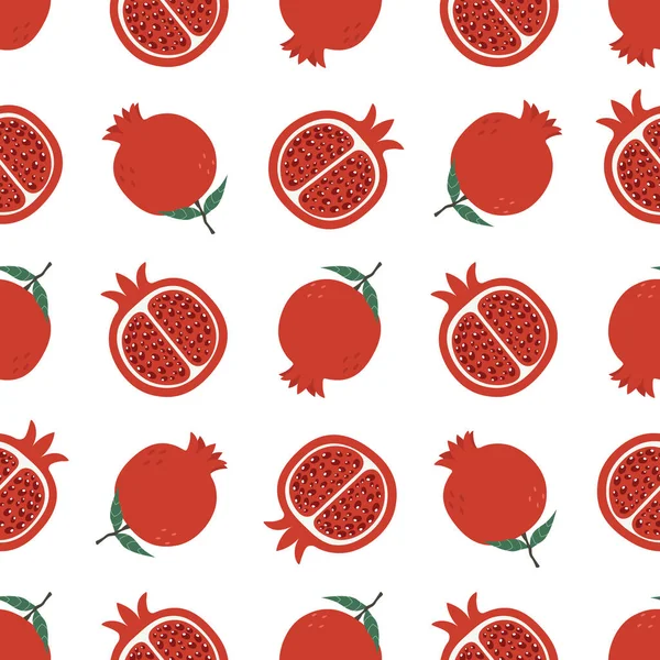 Patrón inconsútil del vector de granada. ornamento de fruta dibujado a mano para el fondo, papel de embalaje, tela, paquete de alimentos — Vector de stock