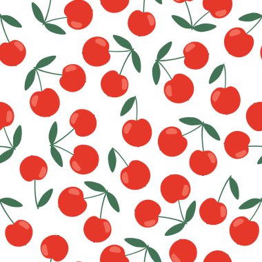 Kusursuz kiraz deseni. Yaz meyveleri. Ayrılma ve yazdırma için resim