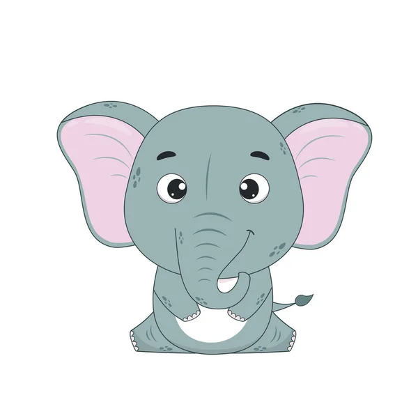 Cartoon cute słoń izolowany na białym tle. Ilustracja wektorowa daseina i druku — Wektor stockowy