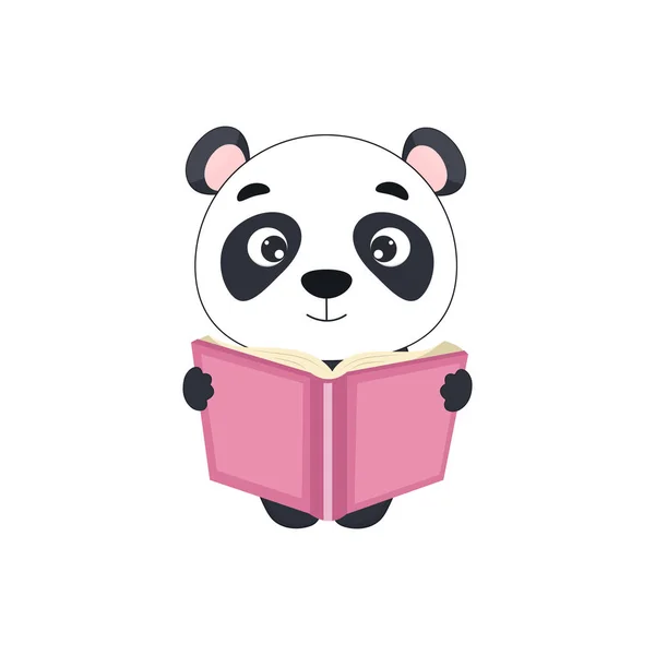 Cartoon Character Panda Holding Book Panda Icon Illustration Design Print — Stock Vector