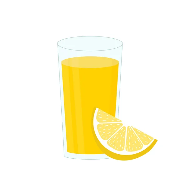 Suco Limão Natural Copo Suco Espremido Fresco Com Fatia Redução — Vetor de Stock