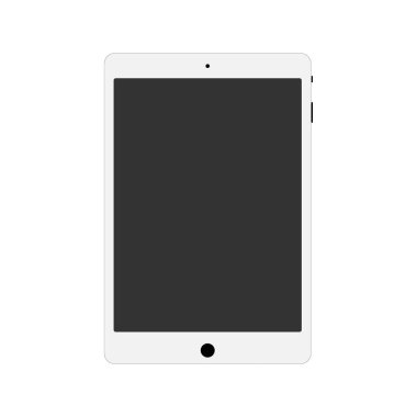 Beyaz tablet bilgisayarları boş ekranlarla modellenir. Tablet beyaz bir arkaplanda. Metnin için yer. Vektör illüstrasyon için tasarım