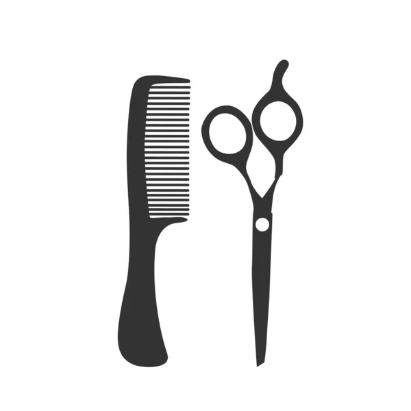 Flat Icon Scissors Combs Isolated White Background Beauty Saloon Vector — Stock Vector