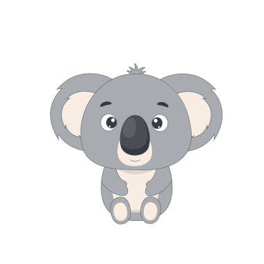 Avustralya koalası beyaz arka planda izole edilmiş. Tasarım ve yazdırma için vektör illüstrasyonu