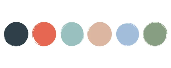 Set Circles Drawn Rough Brush Collection Colored Watercolor Spots Grunge — Stok Vektör