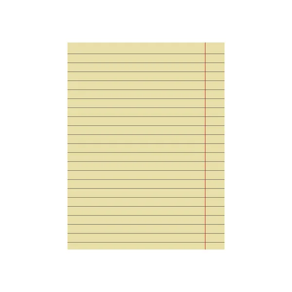 Gele Notitieboekenpapier Voor Tekst Blanco Pagina Van Notebook Met Randen — Stockvector
