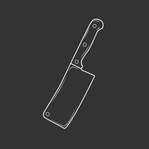 Cleaver Knife Vector Sketch Chalk Illustration Design Kitchen Utensils — Stockvektor