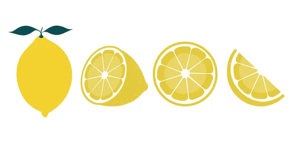Fresh Lemon Fruit Collection Lemon Vector Icons Isolated White Background — Vector de stock