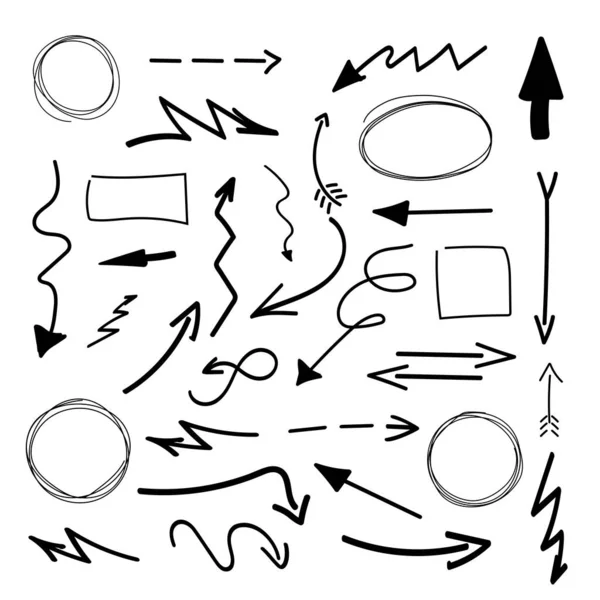 Vector Doodle Design Elements Hand Drawn Arrows Frames Vector Illustration — 스톡 벡터