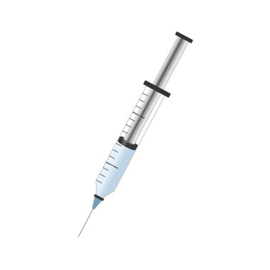 Medical disposable syringe with a needle. Applicable for vaccine injection, vaccination illustration.Plastic syringe with needle. Vector illustration.