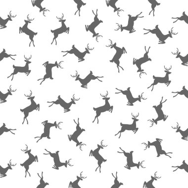Merry Christmas and Happy New Year. Vector seamless pattern. Deer isolated on white background. Design for clothing,fabric,textile.
