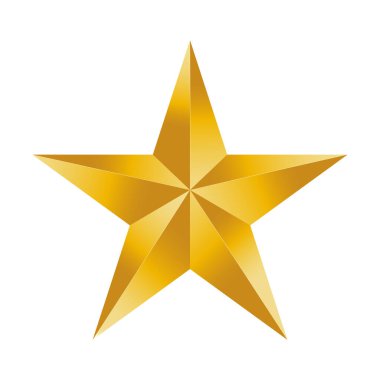 Golden volumetric Christmas star isolated on white background. Golden star vector icon.Design element for christmas decor.Vector illustration.