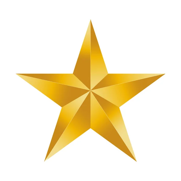Golden Volumetric Christmas Star Isolated White Background Golden Star Vector — Vector de stock
